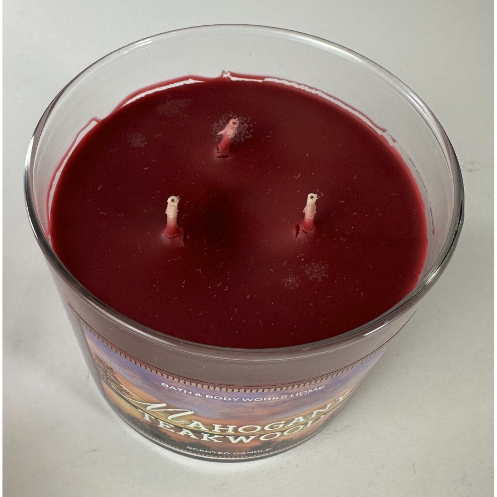 NEW! Bath & Body Works Mahogany Teakwood Scented 3 Wick Candle Large 14.5 OZ - Picture 3 of 9